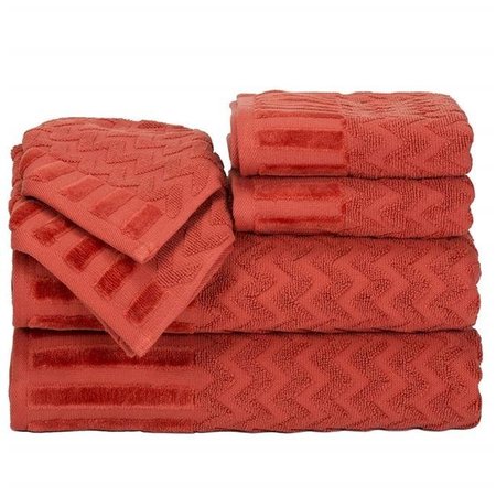 BEDFORD HOME Bedford Home 67A-27551 6 Piece Cotton Deluxe Plush Bath Towel Set - Brick 67A-27551